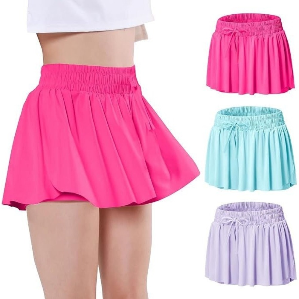 Exarus Girl's 3-Pack Flutter Butterfly Shorts - Pink, Aqua, Lavender - Size 10Y